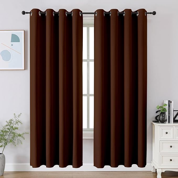 CUCRAF Brown Blackout Curtains 72 inch Length 2 Panels Set, Room Darkening by CUCRAF