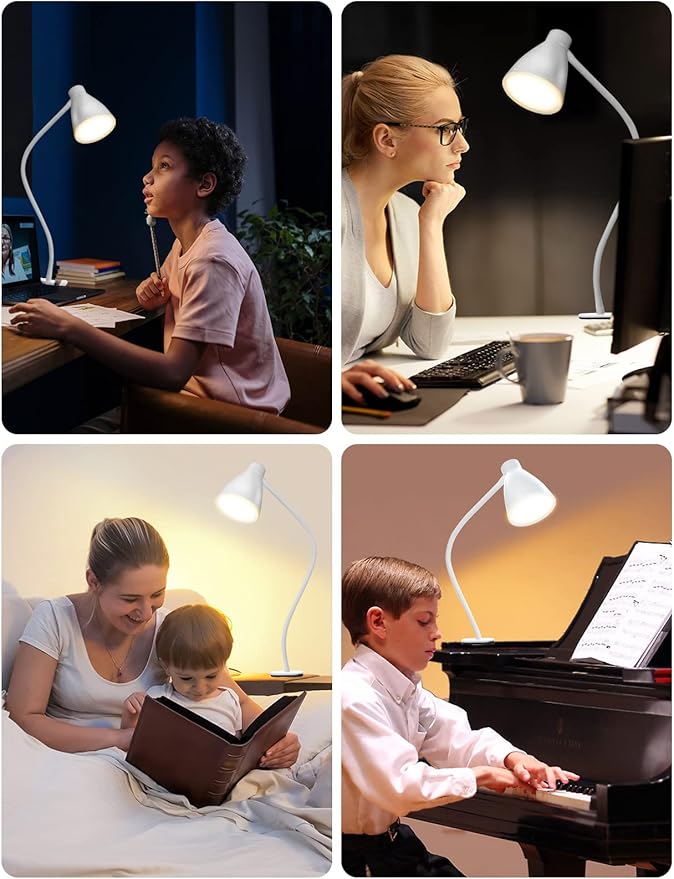 BOHON Clamp Lamp 5 Color Modes 10 Brightness Dimmer Bedside Lamp, Adapter - Image 6