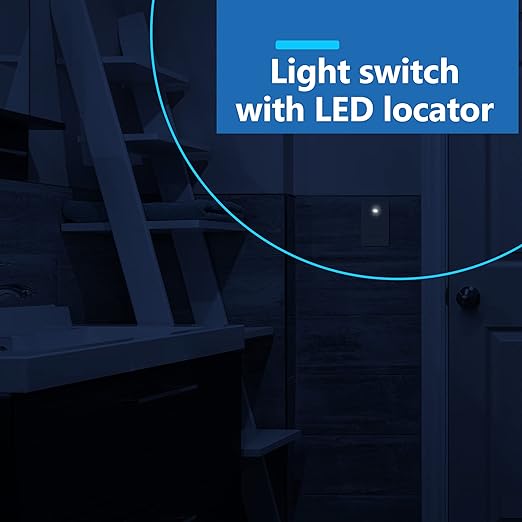 LIDER Minimalist Design Matte Finish Lighted Decorator Switch, Frameless Paddle Light Switch with Locator Light, Grounding Screw, 3-Way or Single Pole, 15A 120V, UL Listed, LS15-3W-GY, Gray