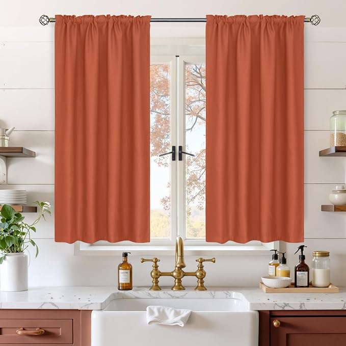 BGment Terracotta Blackout Curtains 48 Inches Long by BGment