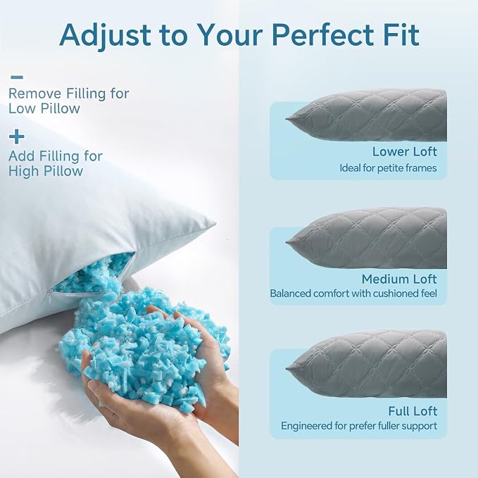 BEDELITE Cooling Body Pillow, Memory Foam Filled, Light Grey, 20x54 Inches | - Image 6