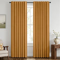 MIULEE Fall 100% Blackout Linen Curtains 42" x 72" Mustard Yellow 2 Panels | by MIULEE