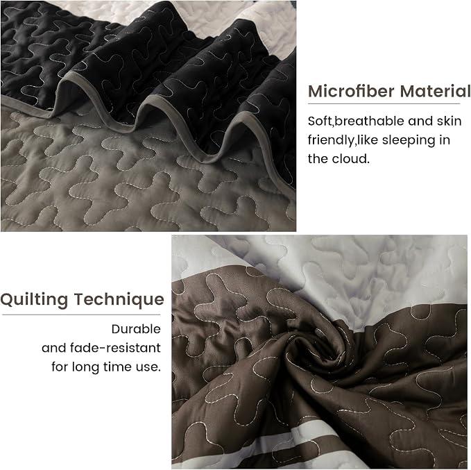 Dinjoy King Boho Striped Quilt Set, Breathable All-Season, 3-Piece Set Fits - Image 5