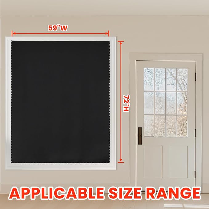 AJAZZ 100% Blackout Shades Window Cover Self Adhesive Curtains Sticky Curtain - Image 5