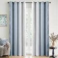 MIULEE Chambray Blue and Greyish White Ombre Blackout Curtains 52Wx96L | Full by MIULEE