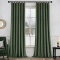 MIULEE Velvet Curtains 50W x 96L 2 Panels Olive Green Blackout Curtains | by MIULEE