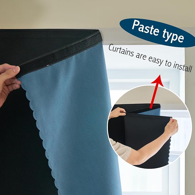 AJAZZ Self Adhesive Curtains 100% Blackout Shades Window Cover Sticky Curtain - Image 6