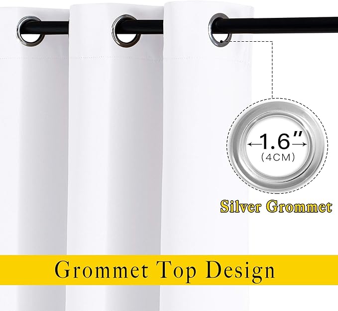 NICETOWN White Curtains for Living Room, Grommet 50% Blackout Thermal Insulated - Image 2