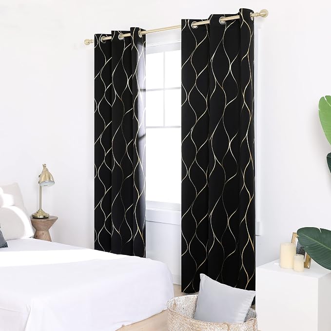 Deconovo Curtains for Living Room, Pattern Blackout Curtains 63 Inches Long | - Image 3