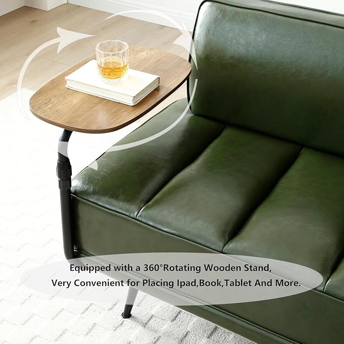 anwickjeff 55" Inch Width Modern End of Bed Bench, Leather Upholstered Futon - Image 4