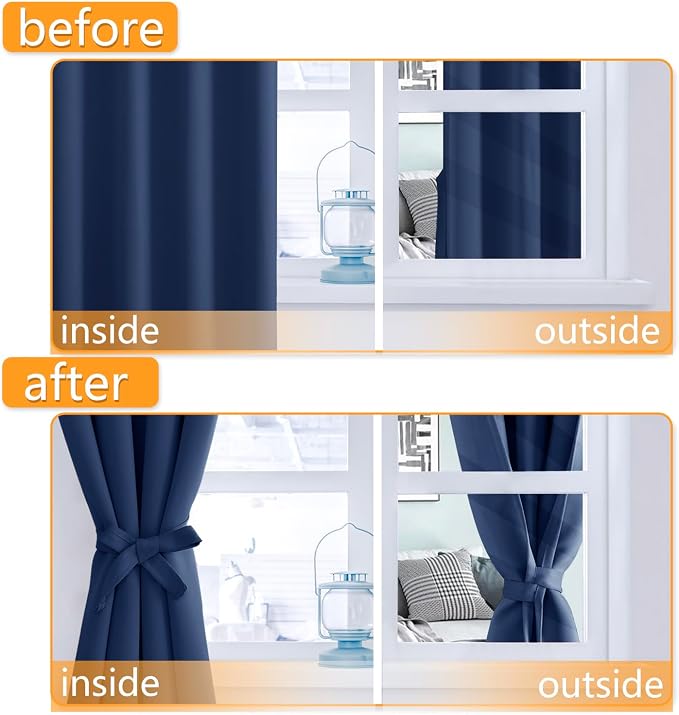 Blackout Curtains for Bedroom, 52 x 54 Inches Long, 2 Panels | Thermal - Image 4