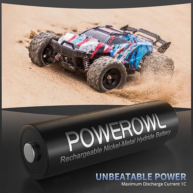 POWEROWL AA Batteries Rechargeable Kit, High Capacity 2800mAh 1200 Cycles 1.2V NiMH Double A Battery - 8 Count w/Charger