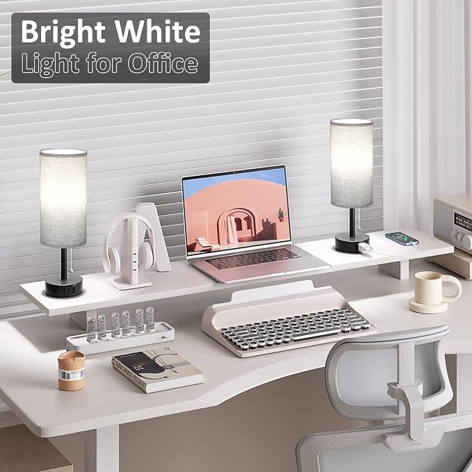 Grey Bedside Table Lamps Set of 2 - Image 6