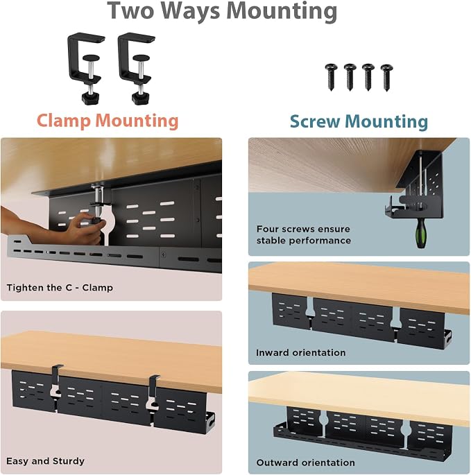 Univivi Under Desk Cable Management Tray, Cable Management, 32 inch, Under Desk - Image 2
