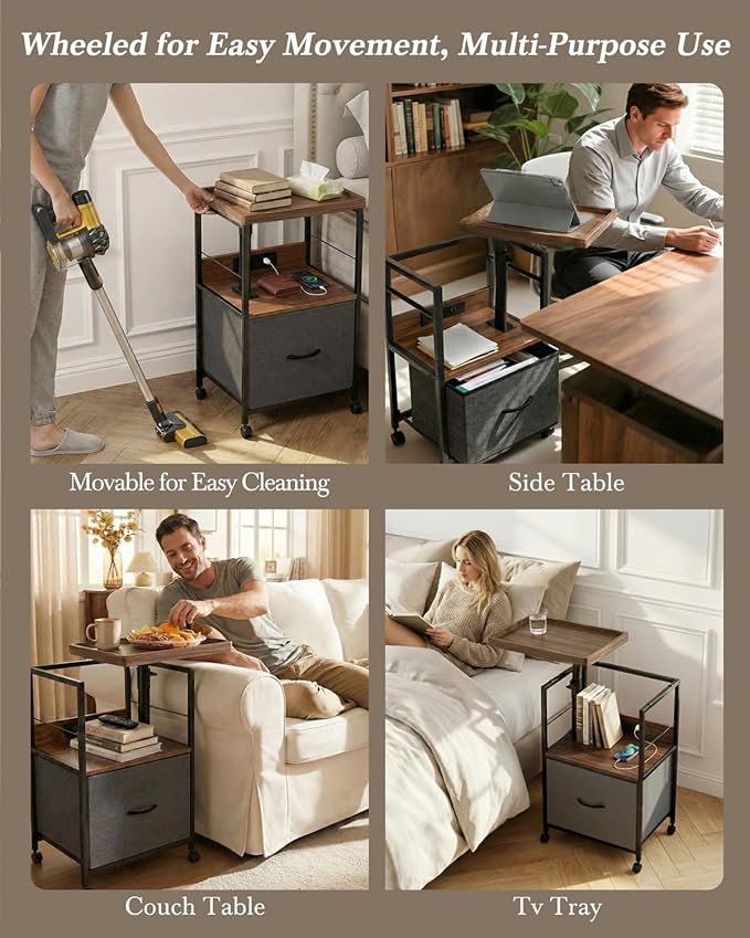 Faesun Swivel Lift Top Nightstand - Image 7