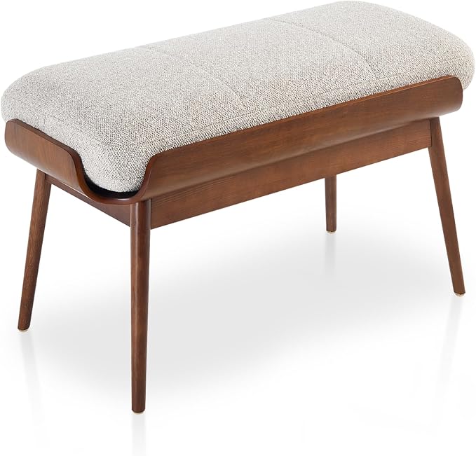 BFZ 37.4" Upholstered Bedroom Bench Walnut Wood Frame Entryway Bench | Padded by BFZFURNITURE