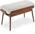BFZ 37.4" Upholstered Bedroom Bench Walnut Wood Frame Entryway Bench | Padded by BFZFURNITURE