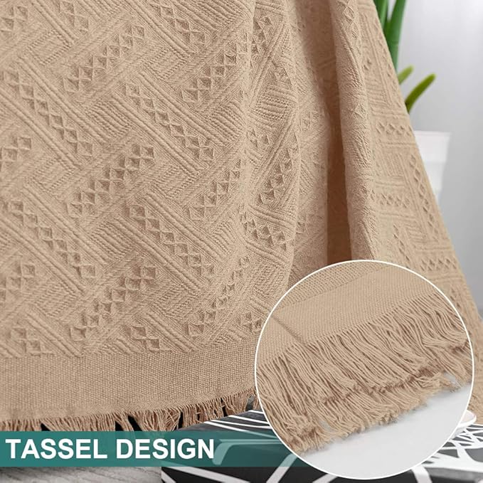 MYSKY HOME Sectional Sofa Covers, Couch Cover for 2 Cushion Couch, Geometrical Couch Cover Living Room Sofa Throws Sofa Slipcovers for Pets, & Kids (X-Large, 71" x 118", Khaki)