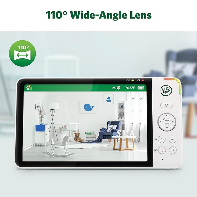 LeapFrog Color Night Vision Video Baby Monitor with 7" HD 1080P, 360° Pan & Tilt, 8X Zoom, Night Light, Humidity & Temperature Sensor, Up to 1000ft Long Range, Secure Transmission: LF920HD