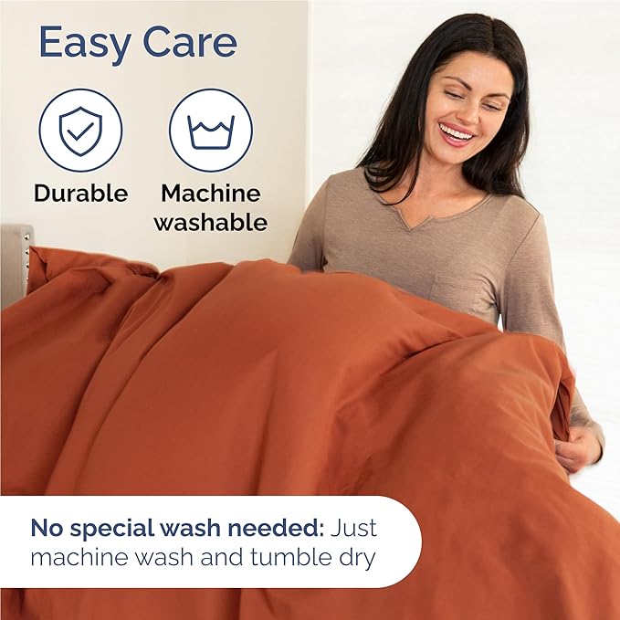 Twin XL 4 Piece Sheet Set - Cooling, Comfy & Breathable - Hotel Luxury Bedding, Includes Fitted Sheet for Women, Men, Kids & Teens - 1 Flat, 1 Fitted Sheet, 2 Pillowcases w/Deep Pockets - Terracotta
