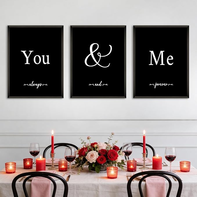Houmury Set of 3 Framed Wall Decor Farmhouse Wall Art You & Me Always and - Image 3
