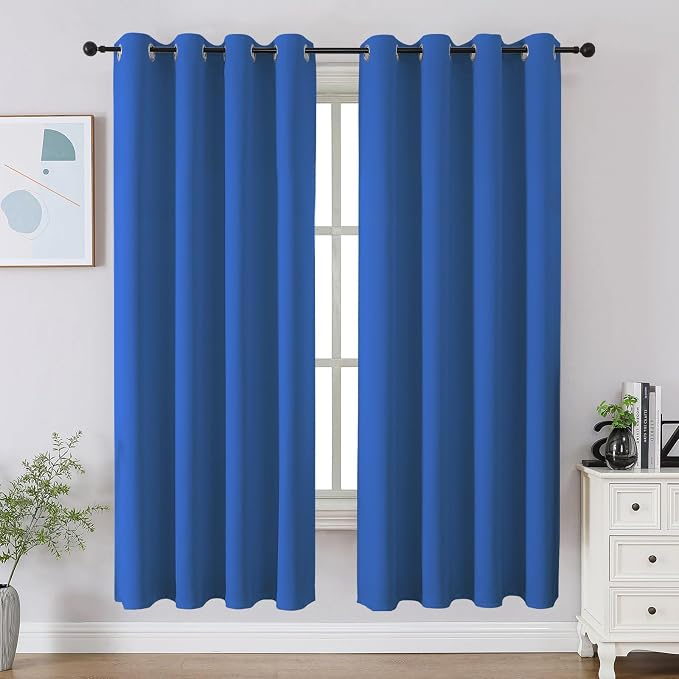 CUCRAF Blackout Curtains 63 inch Length 2 Panels Set, Room Darkening Drapes by CUCRAF