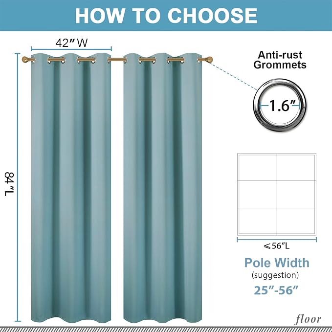 Diraysid Stone Blue Grommet Blackout Curtains - Image 6