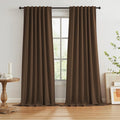 Brown Linen Textured Blackout Curtains 126 Inches Long by KEQIAOSUOCAI