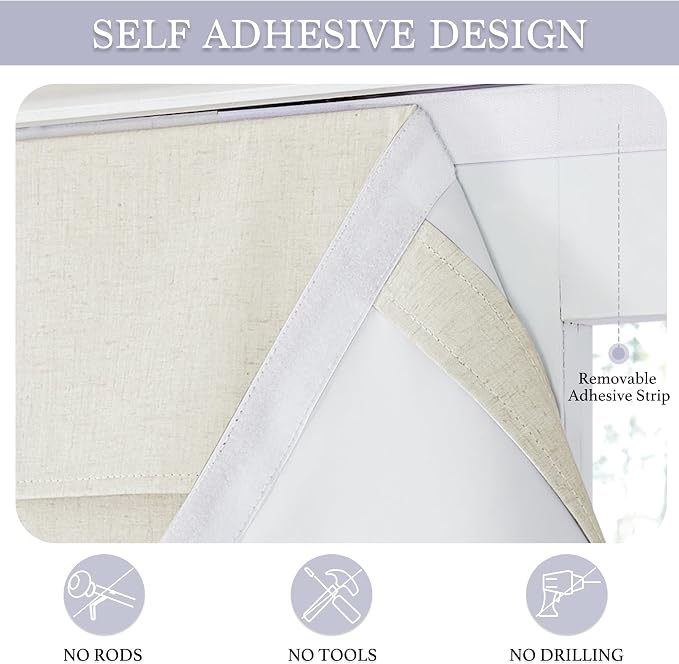 RYB HOME Classroom Door Window Cover, 100% Blackout Lockdown Shades | Linen - Image 3