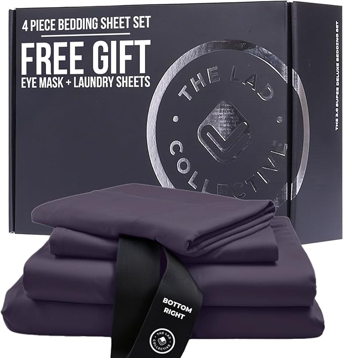 THE LAD COLLECTIVE 3.0 King Bedding Set - King Bedding Sets - 4-Piece Bedset w/Fitted Sheet, Top Sheet & 2 Standard Pillowcases [Duvet Not Included] - Bamboo-Cotton - Yosemite [Charcoal]