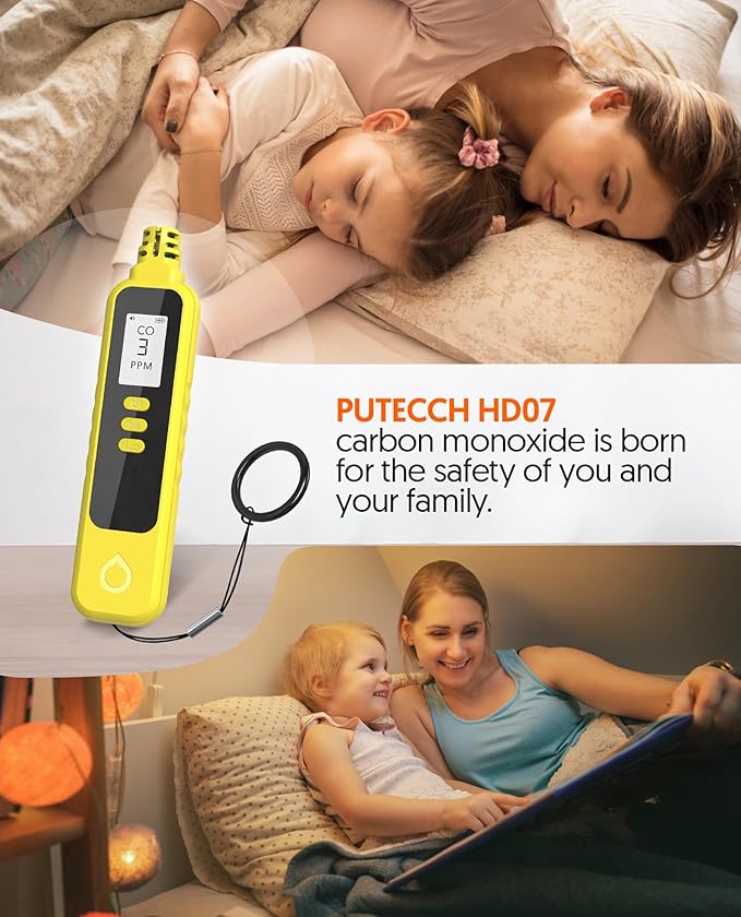 Carbon Monoxide Detectors, Portable CO Detector Battery Powered, Handheld Carbon Monoxide Monitor Alarm Detector with LCD Display for Home/Outdoor/Travel