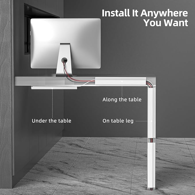 YECAYE 157in Cable Management Cord Organizer, Cord Management, Desk Wire Holder - Image 3