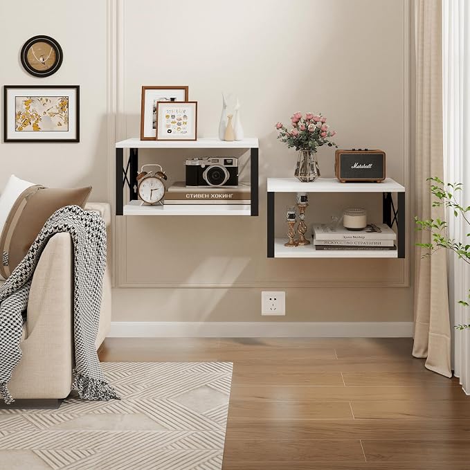 Floating Night Stand, Modern Bedside Shelf Wall Mount, Floating Side Table - Image 8