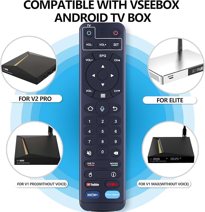 ZWP V2 Pro Replacement Voice Remote Control fit for vSeeBox V1 Pro / V2 Pro/Elite/ V1 Max, for OctaStream Elite Max Android TV Box Elite-3