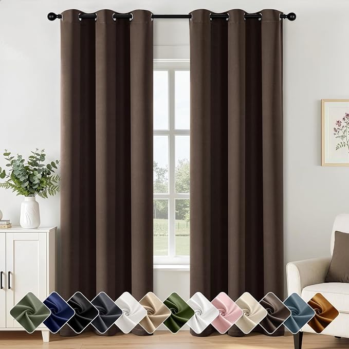 Chocolate Brown Blackout Curtains by Woaboy