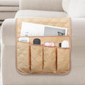 Armchair Caddy for Recliner, Non Slip Sofa Arm Organizer, Khaki | 5-Pocket by AUVCAS