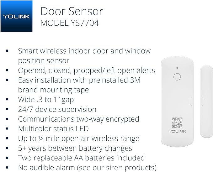 YoLink LoRa Smart Door Sensor Starter Kit: SpeakerHub Audio Hub & (3) Door Sensors - Up to 1/4 Mile Open-Air Range, Door Left-Open Reminders, up to 5 Year Battery Life, Alexa, IFTTT, Home Assistant