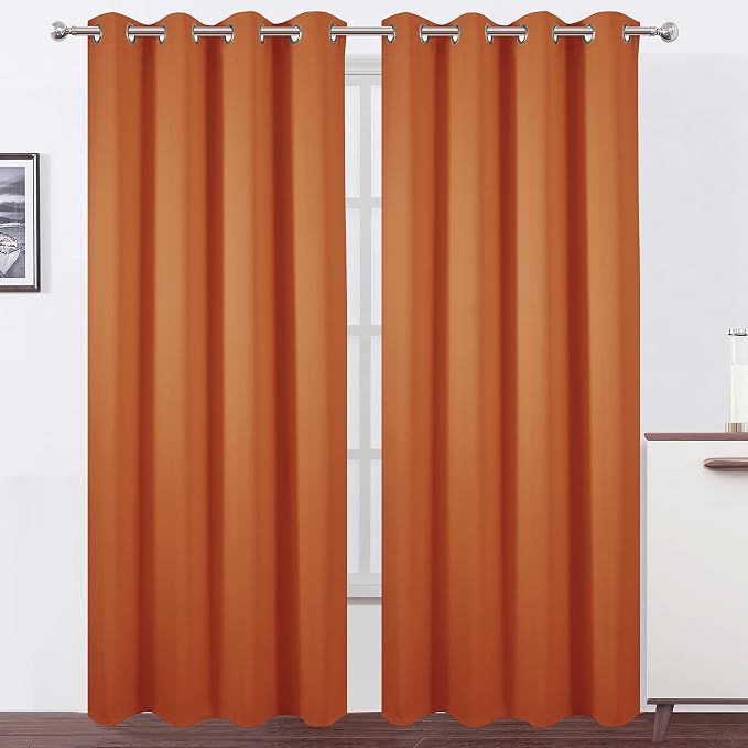 Blackout Curtains 52 x 95 inch/Orange Curtains Set of 2 Panels/Thermal by Lemomo