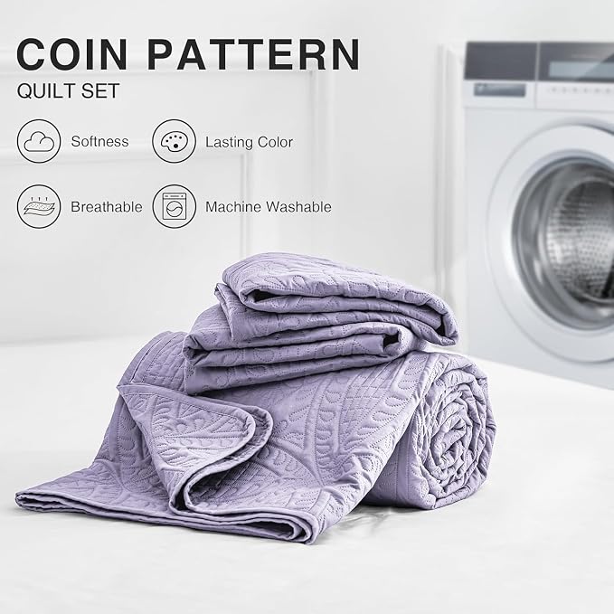 Love's cabin King Size Quilt Bedding Set Lavender Bedspreads - Image 7