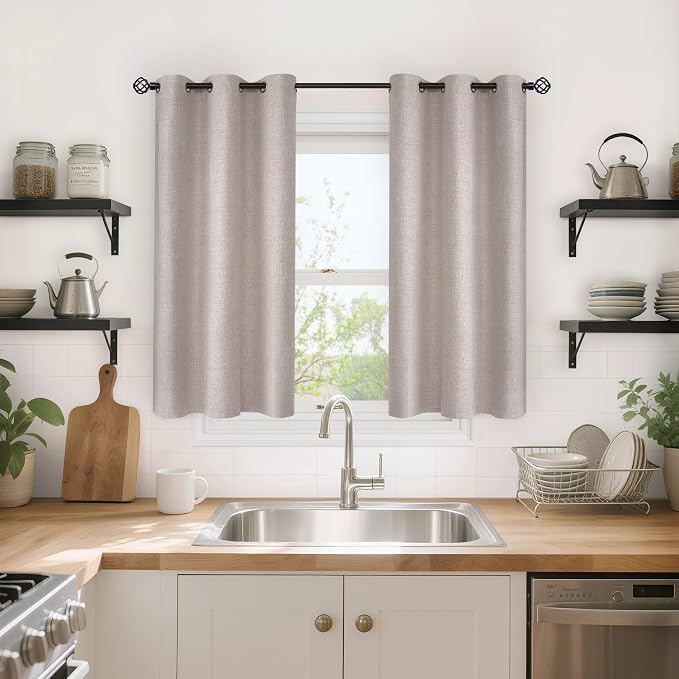 YoungsTex Linen Short Blackout Curtains 40 Inch Length - Image 3