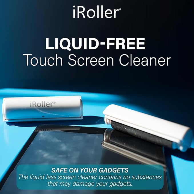 Phone Screen Cleaner by iRoller - Pack of 6 - No Need for Spray or Wipes, Liquid Free - Reusable & Washable -Portable iPad Screen Cleaner for Touchscreen- Ideal for Smartphone, Macbook, Monitor - 3.5"