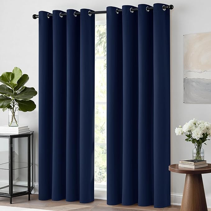 Yakamok Room Darkening Curtains 52x72 inch Length Navy Blue-Living Room | 2 - Image 2
