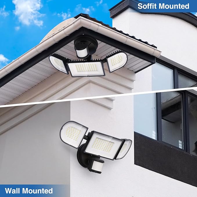 SZPOWER 150W Motion Sensor Lights Outdoor for Outside, 15000LM LED Flood Lights Outdoor Wired Dusk to Dawn, Exterior Security Floodlight Fixture Waterproof IP65, Outdoor Lighting for House, Garage