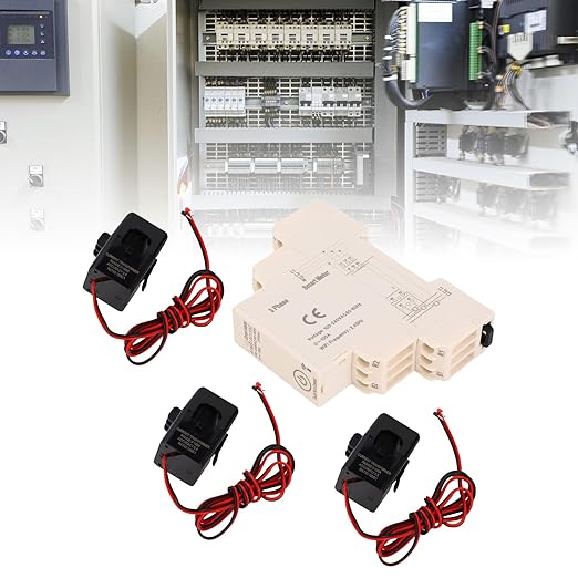 100A 3 Phase Power Meter Energy Consumption Electricity Usage Monitor with APP Control for Home School Dormitory Shopping Mall with Clamp Current Transformer DIN Rail Watt Kwh Frequency Meter