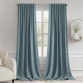 MIULEE Greyish Blue Back Tab Blackout Curtains 52x96 Inch Long 2 Panels Set | by MIULEE