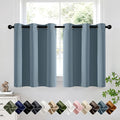 Short Stone Blue Half Blackout Curtains W40 x L36 Inch 2 Panels | Thermal by Woaboy