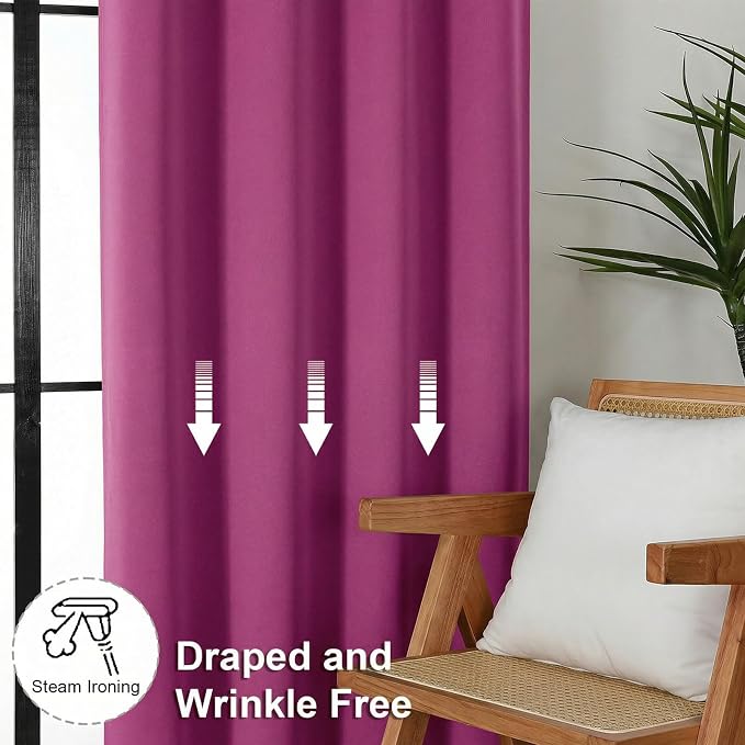 Simplebrand Ava Hot Pink Short 36 Inches Blackout Curtain 2 Panels Set - Image 8
