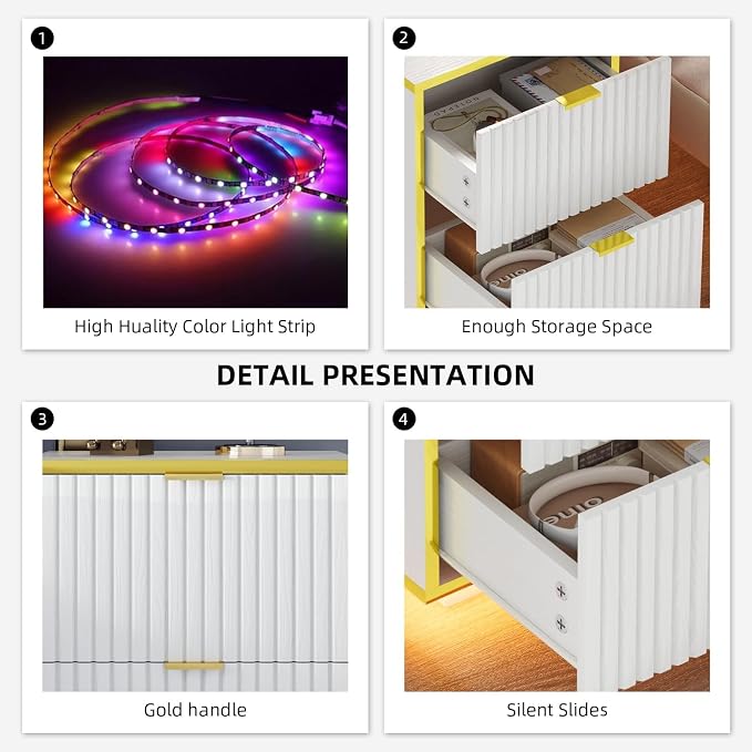 4ever2buy LED Nightstand with Drawers - Image 5