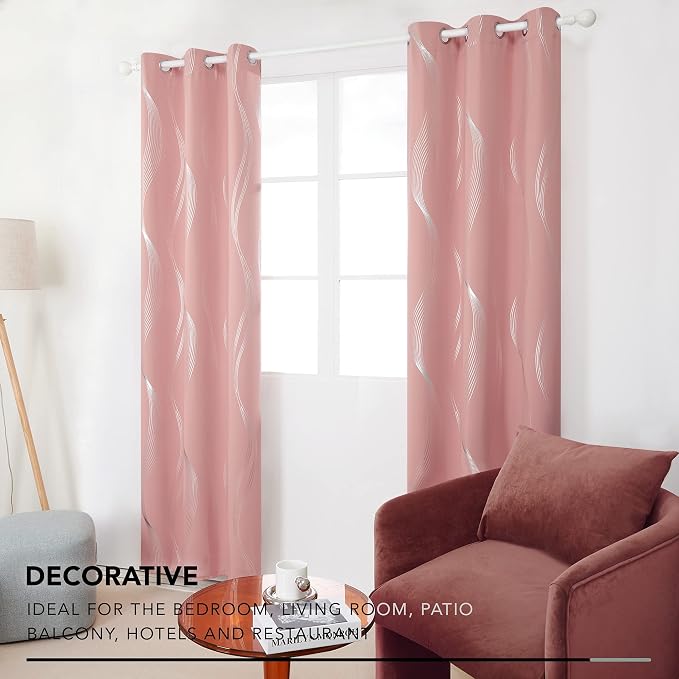 Deconovo Curtains for Living Room, Pattern Blackout Curtains 63 Inches Long | - Image 5