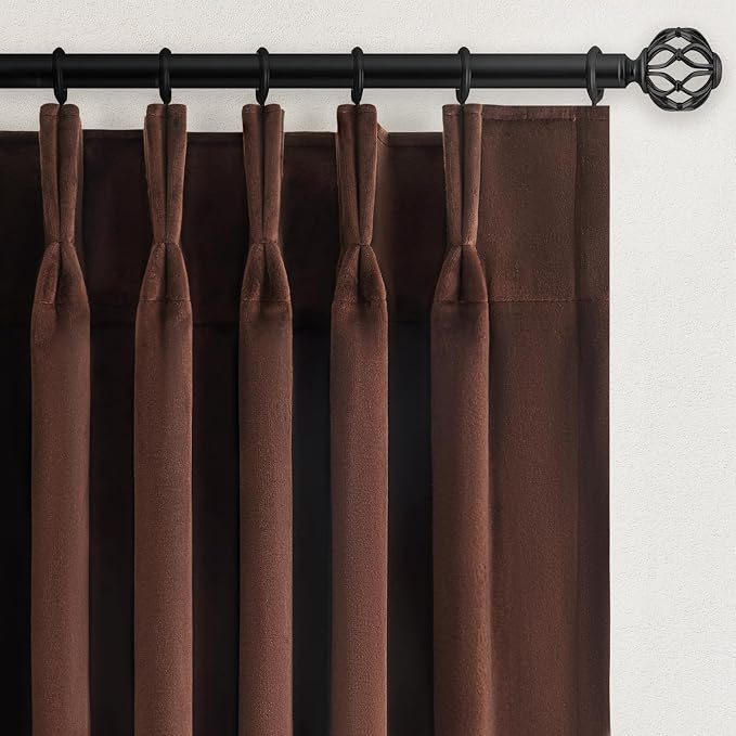 Dark Brown Velvet Curtains 108 Inches Long by Unknown